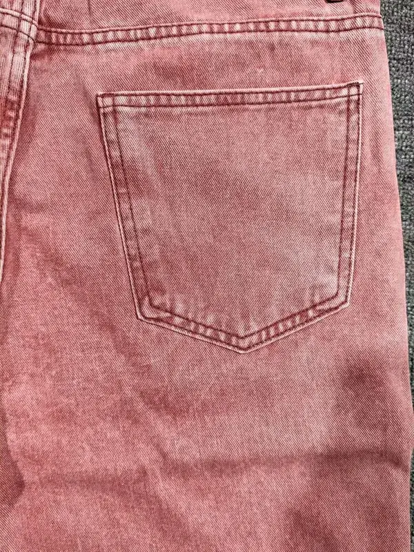 Men Jeans Pink Basic Straight Leg Men Jeans Mid Rise All-match Trousers All Seasons Street Daily Bottoms For Young Men Daily Out