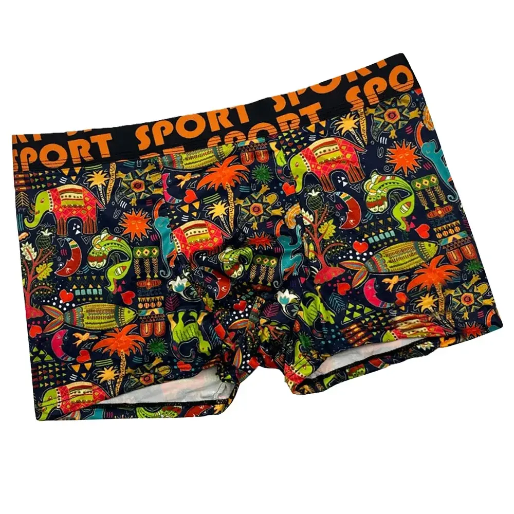 3Pcs Men's Random Graffiti Cartoon Printed Boxer Shorts Casual Sports Breathable Underwear Men's Comfortable Underwear