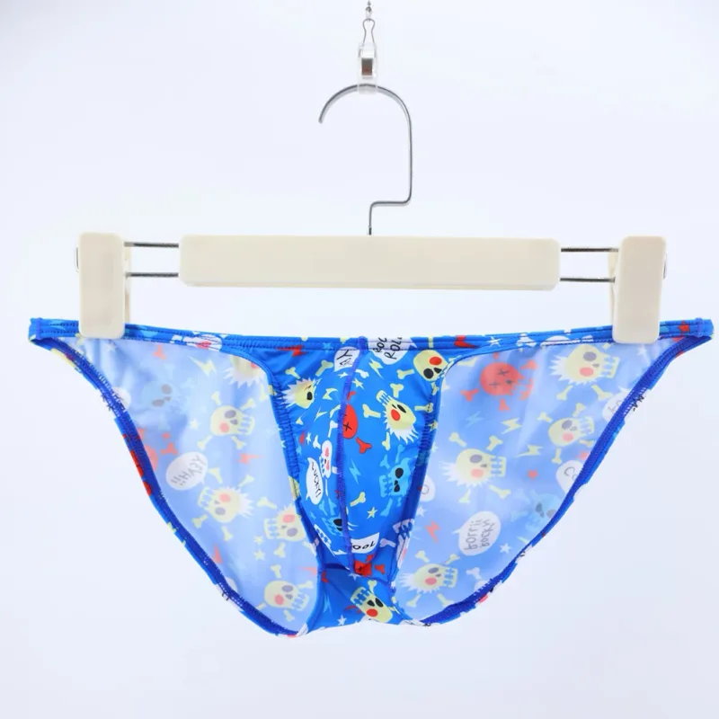 Men\'s Low Rise Underwear Briefs with Big Bulge Pouch and Skull Print Design Comfortable Stretch Fabric for Daily Wear