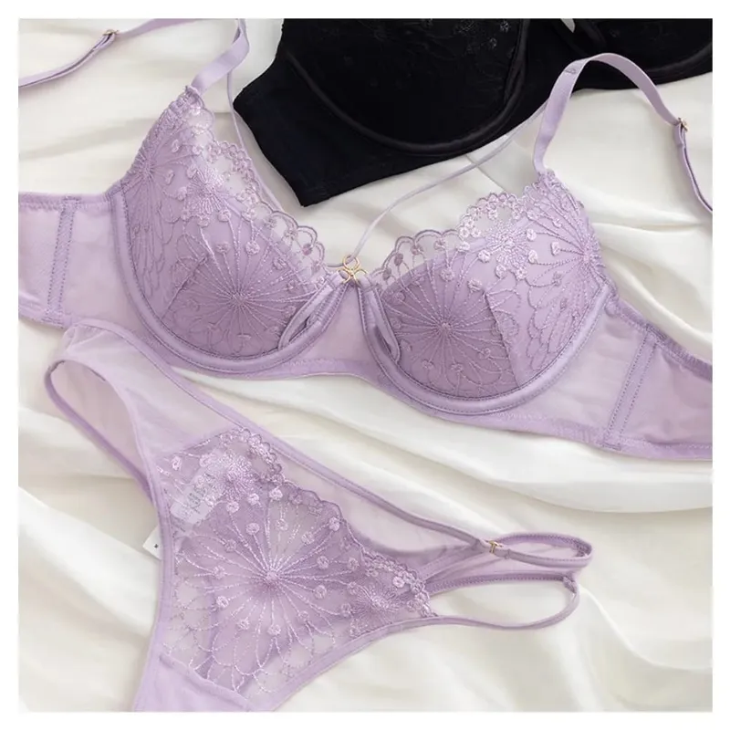 Pure Desire セクシーなフレンチレースブラジャー女性用夏薄型カッププッシュアップブラジャーカジュアルファッションランジェリー下着 34-40 BANERDANNI