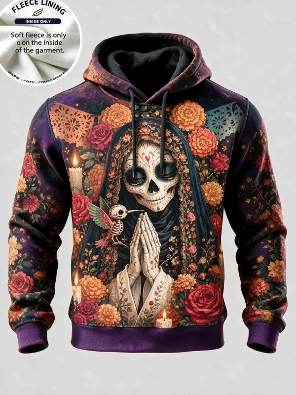 3D Print Halloween Fleece Hoodie Witch Black Cat Monster Shadow Pumpkin Pullover Long Sleeve Kangaroo Pocket Holiday Sweatshirt