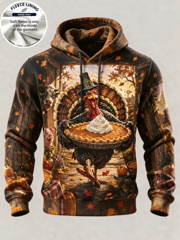 3D Print Christmas Fleece Hoodie Funny Santa Blowing Christmas Tree Pullover Long Sleeve Kangaroo Pocket Xmas Sweatshirt