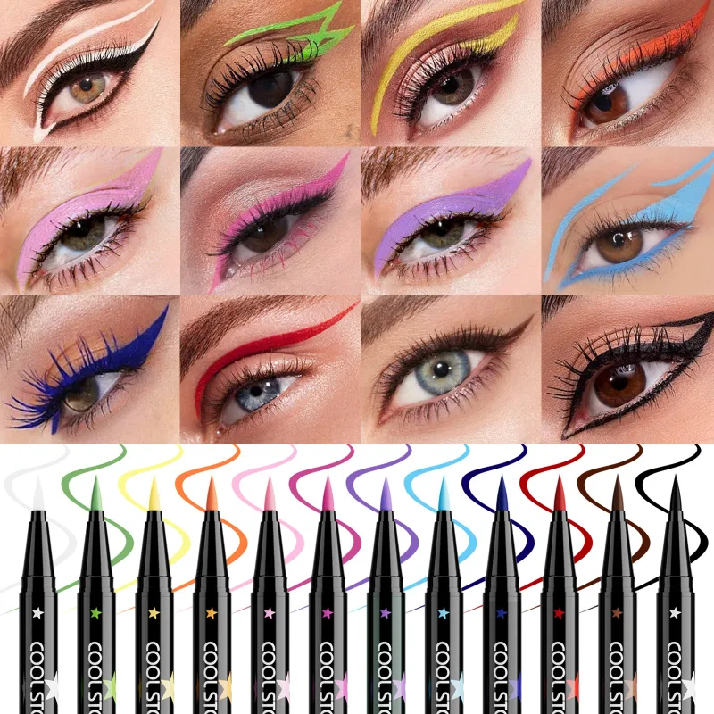 Red White Black Waterproof Eyeliner Pencil Untra-fine Liquid Eye Liner Pen Quick Dry Long Lasting Non Smudge Makeup Cosmetics
