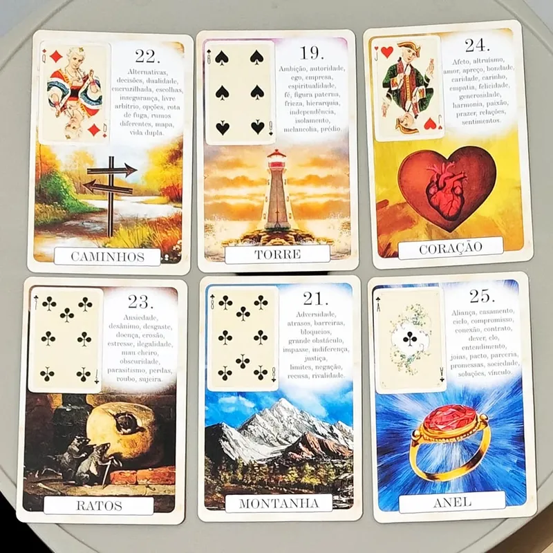 9*6cm 37 Vintage Style Divination Cards - Classic Portuguese Edition Double-embossed Cardstock Classique Lenormand Deck