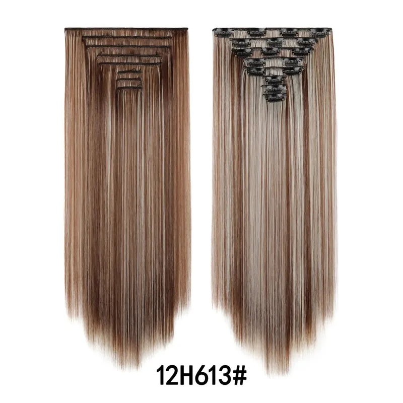 24 Inch 8 Pcs Clip In Hair Extension Straight Hair Extensions for Women Daily Wear Work & Casual Styling Synthetic Hair Pieces