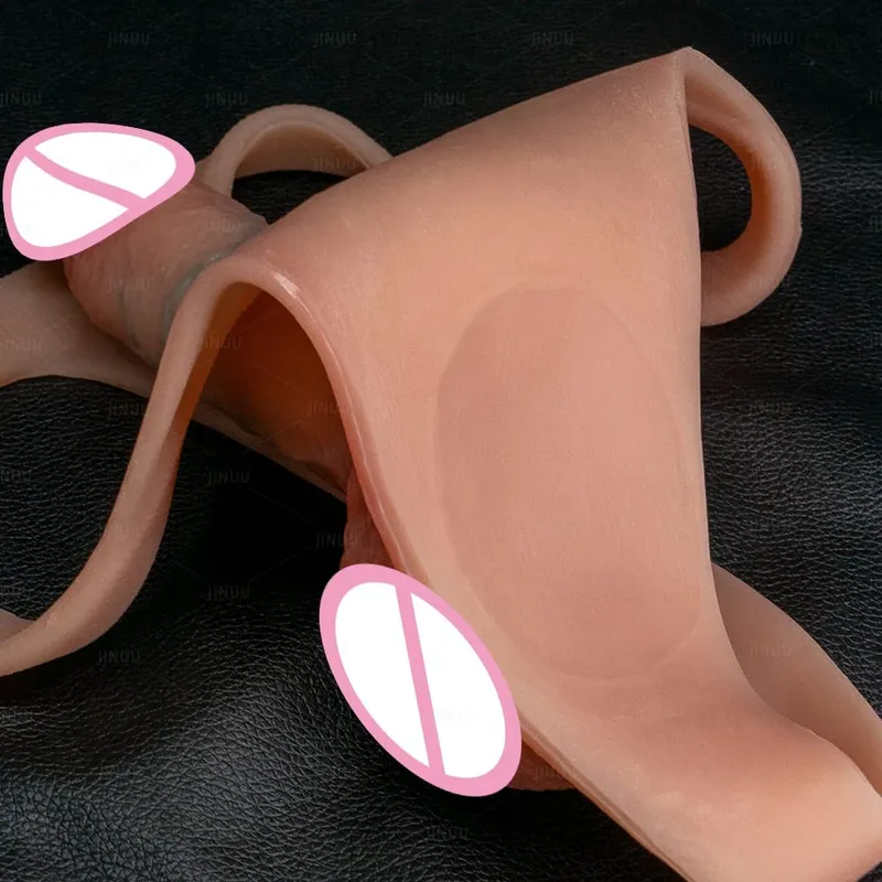 Tali silikon pada Dildo Untuk Lesbian Gay Boleh Digunakan Semula Pepejal Batang Kulit Perasaan Dildo Seluar Tali Tali Zakar Mainan Seks untuk Wanita 18+
