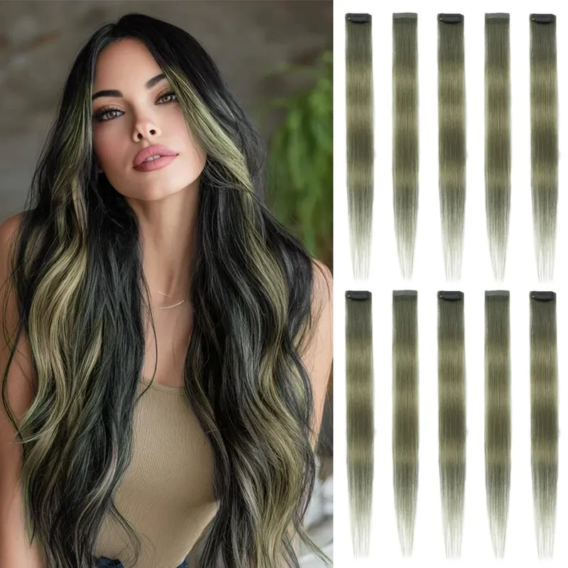 6PCS Colored Purple Hair Extensions Clip in Hair Extensions Straight Human Hairpiece for Halloween Christmas Cosplay 16Inches