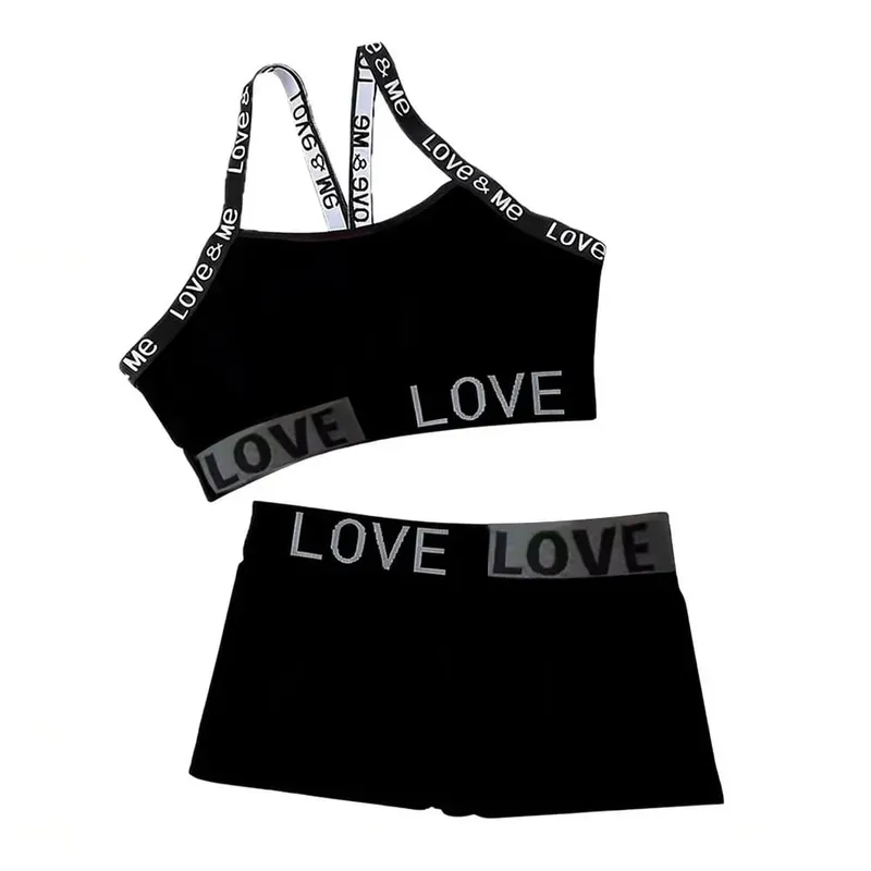 1Set Casual Letter Women Seamless Bra Set Breathable V-Neck Lingerie Set Elastic Comfortable Sport Brassiere