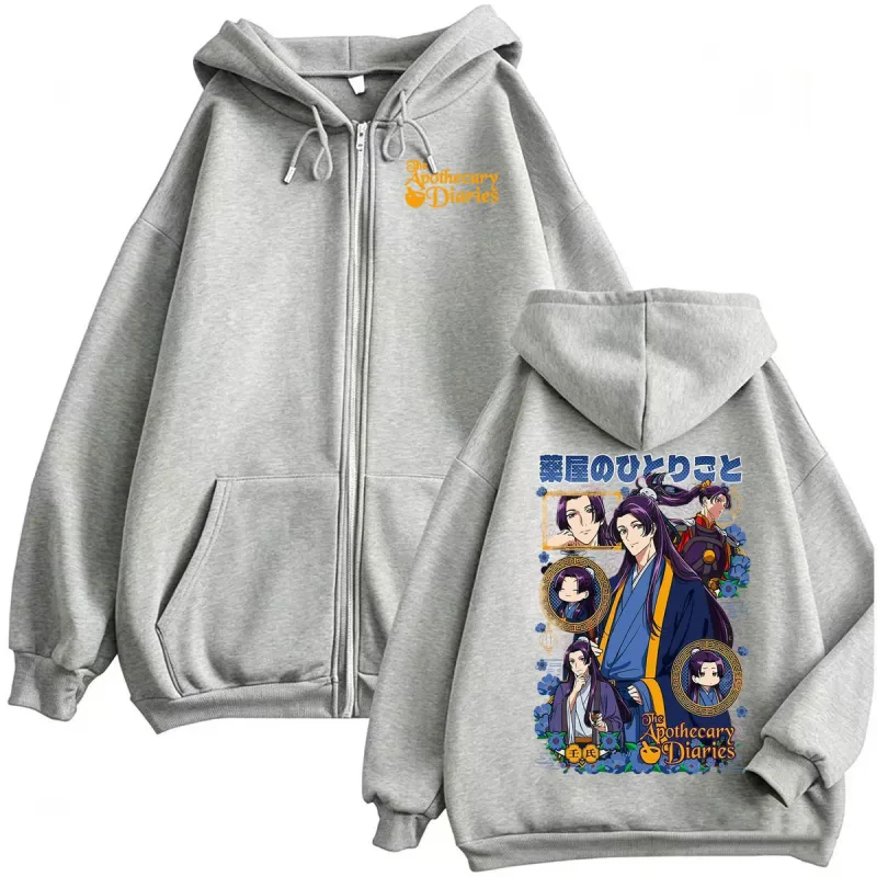 Anime The Apothecary Diaries Jinshi y Maomao Manga con cremallera sudaderas con capucha hombres mujeres Vintage moda Linda Kawaii sudadera chaqueta abrigo