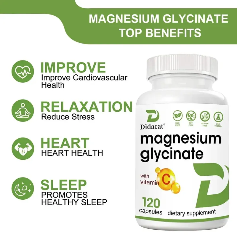 Magnesiumglycinat 1000 mg 120 vegetarische Kapseln – hochreines Spurenelement für die Gesundheit von Muskeln, Gelenken, Herz und Verdauung
