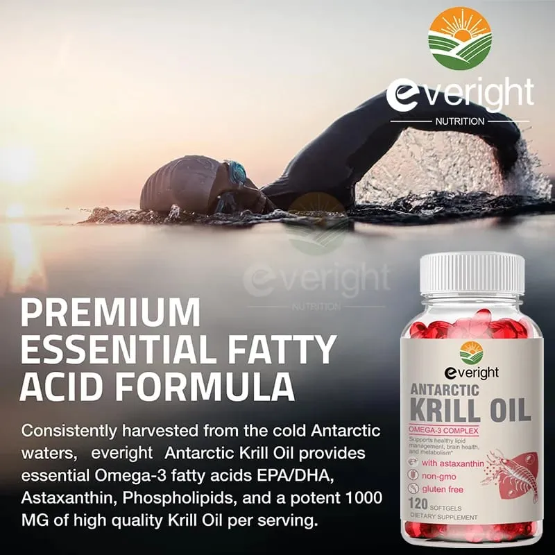 Krill Oil – Phospholipid Omega-3 Complex with Astaxanthin – Supports Lipid Management Metabolism Brain & Heart Health EPA/DHA