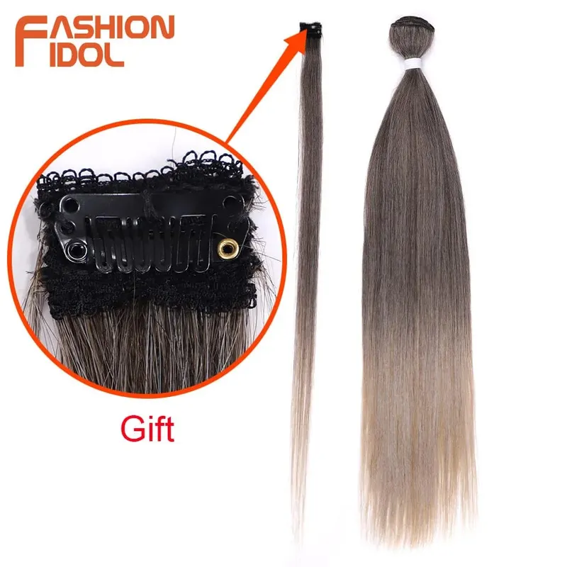 30inch/75cm Yaki Straight Hair Synthetic Hair Bundles High Temperature Fiber Brown Gift Clip in Fake Hair Extension