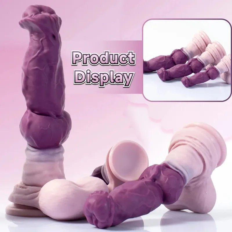 Korym Monster Horse Knot Dildo Pure Silicone Purple Anal Plug for Men and Women Dog Penis Anal Toys with Suction Cup Sex Toys