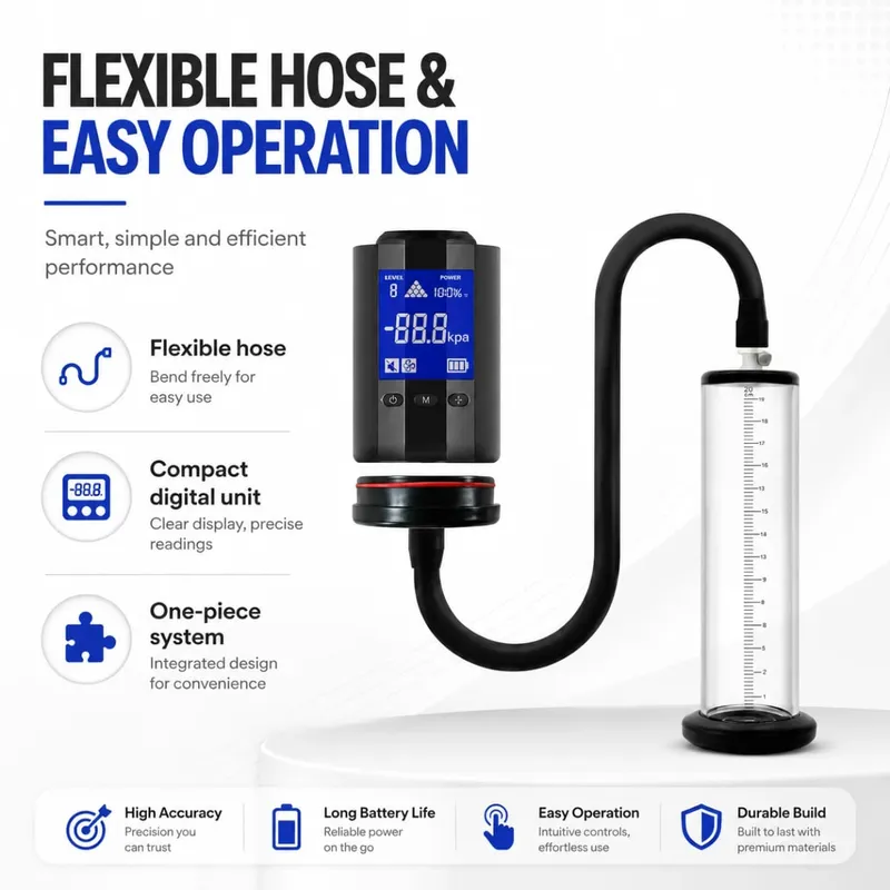 Electric Penis Vacuum Pump with Digital Display Male Enlargement Extender Trainer Rechargeable Adult Masturbation Sex Toy