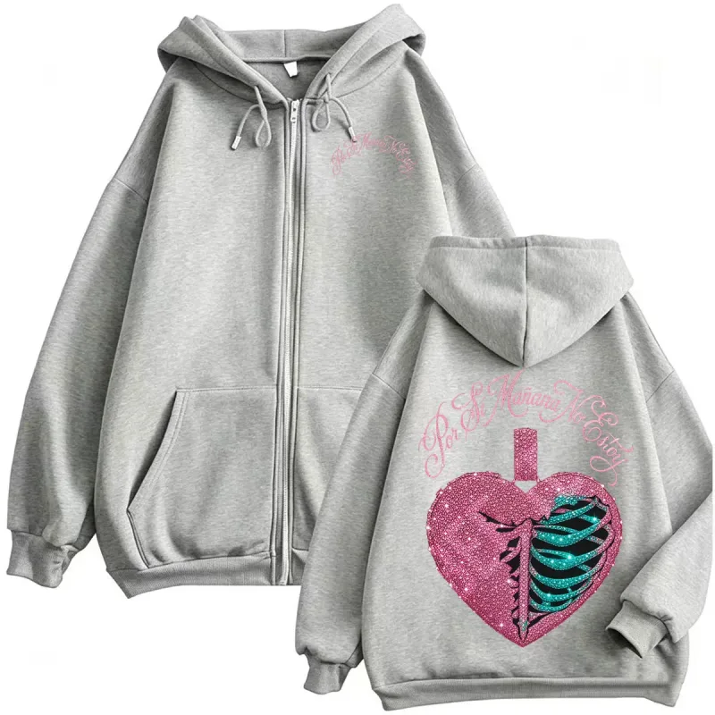 Omar Courtz Por Si Manana No Estoy Tour Zipper Hoodies Men Women Harajuku Hip Hop High Quality Sweatshirt Jacket Coat Streetwear
