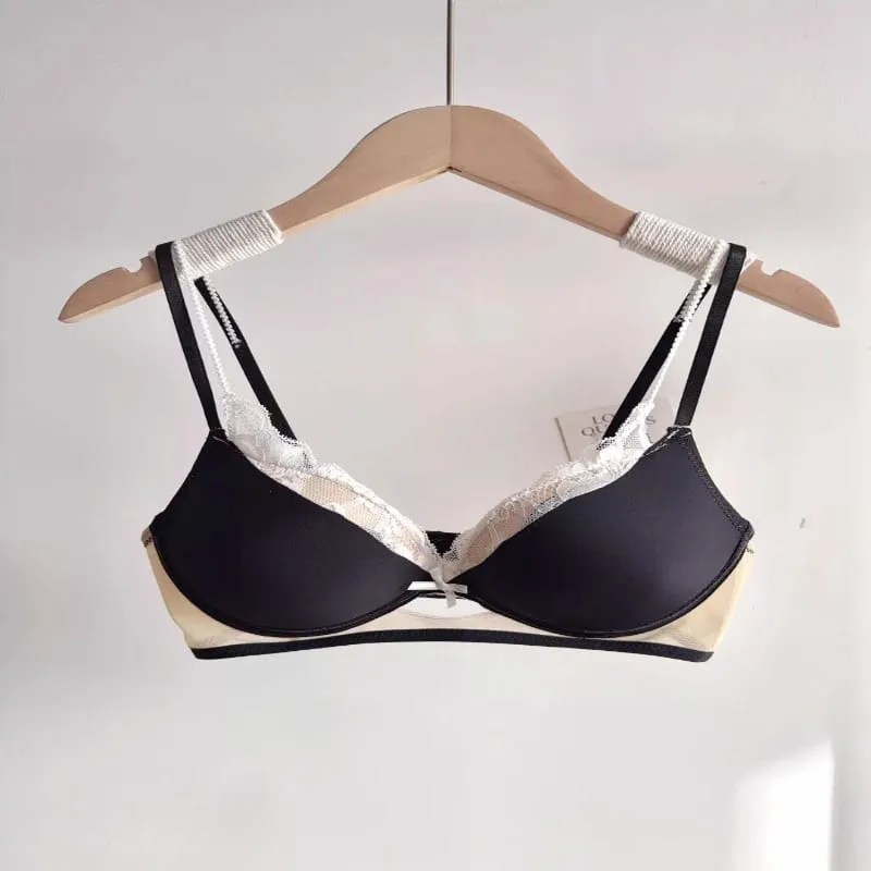 New French Lace Bra Set Ladies Push Up Lift Gathering Double Cup Small Bust Enhancer Soft Comfort Daily Wear Underwear for Women