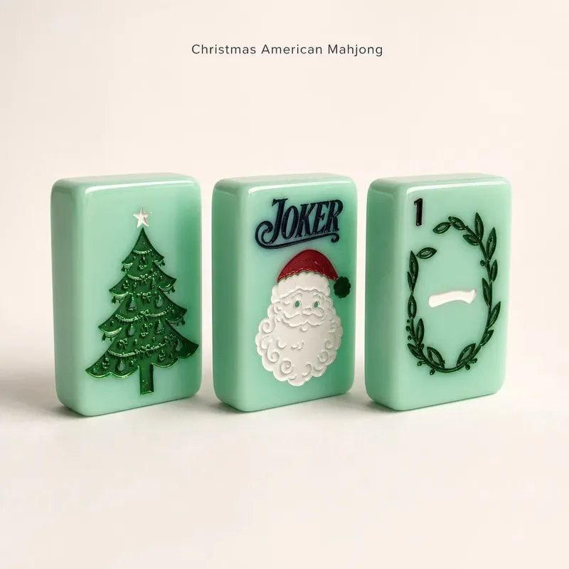 Original Design Christmas American Mahjong 160 Tiles - Acrylic 36x25x11mm with Jokers and Winds Holiday Game