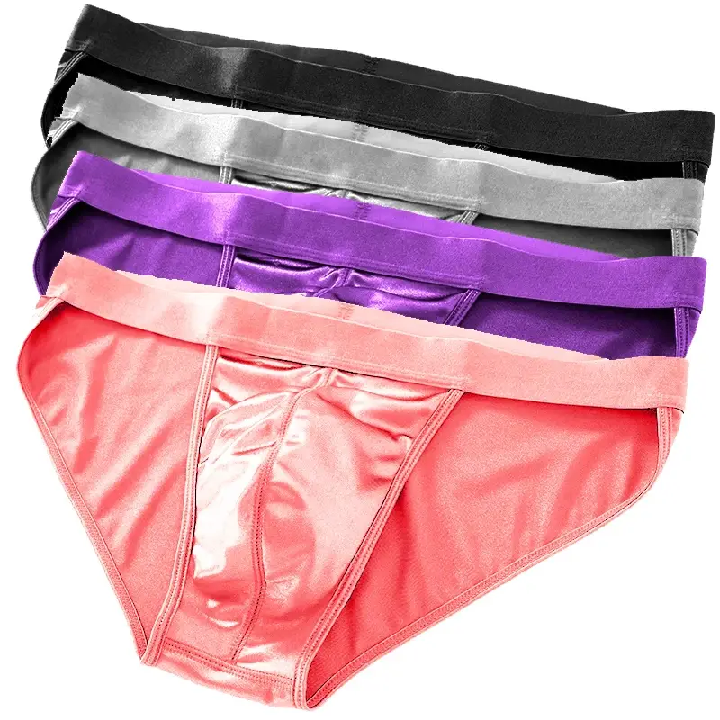 Mens Briefs Plus Size Men Underwear Panties Breathable Comfortable Shorts Satin Silky Solid SMLXL2XL3XL