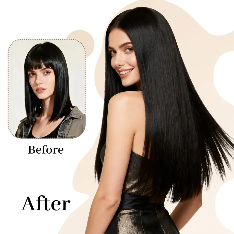 Synthetic Clip in Hair Extensions Clip in 6pcs set Straight Hair 22inch Thick Hairpieces for Women Girls Daily Party