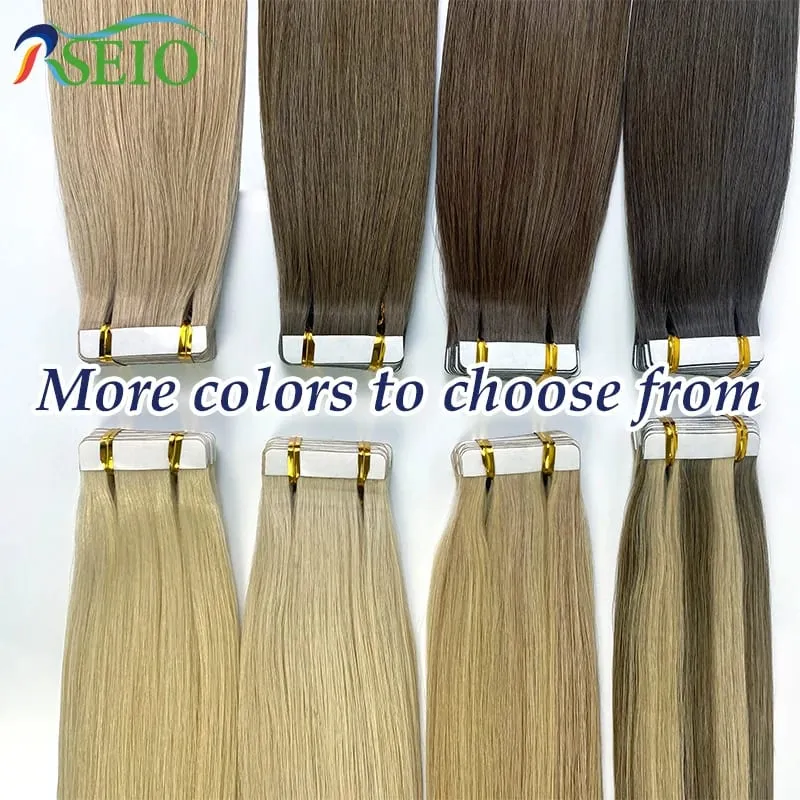 High Quality Tape in Human Hair Extensions Straight Hair Seamless Invisible 14"-22" 100% Real Natural Hair End Thicken