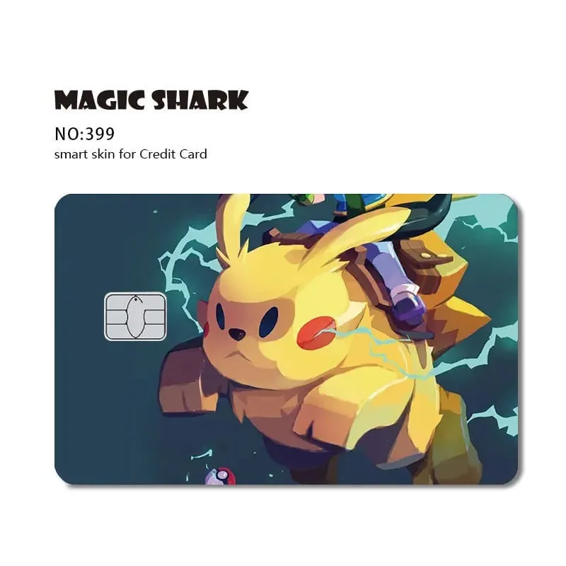 Maigc Shark Cute Pokémons Mewtwo Eevee Pikachu Gengar Adesivo Capa de filme para cartão de crédito de débito sem desbotamento