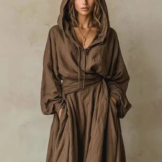 Women's Evening Dress Cotton Polyester Printed V Neck Dresses Loose Fit Belted Maxi Dress Wrap Waist Boho Style Long Dress