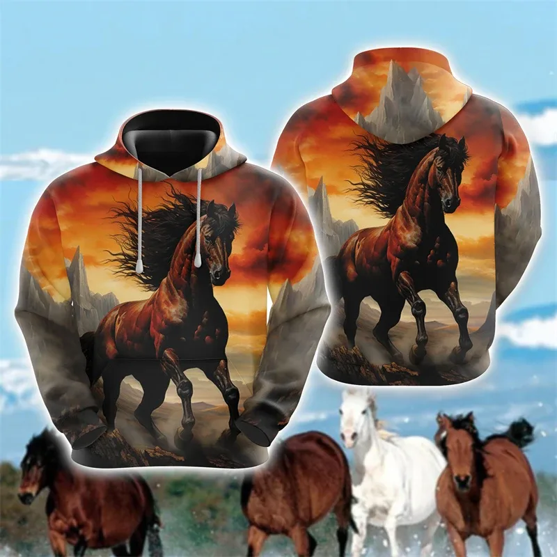 Animal Horse 3D Print Hoodies Autumn Men Women Casual Fashion Oversized Sweatshirts Hoodie Male Pullovers Tracksuit Man Clothing