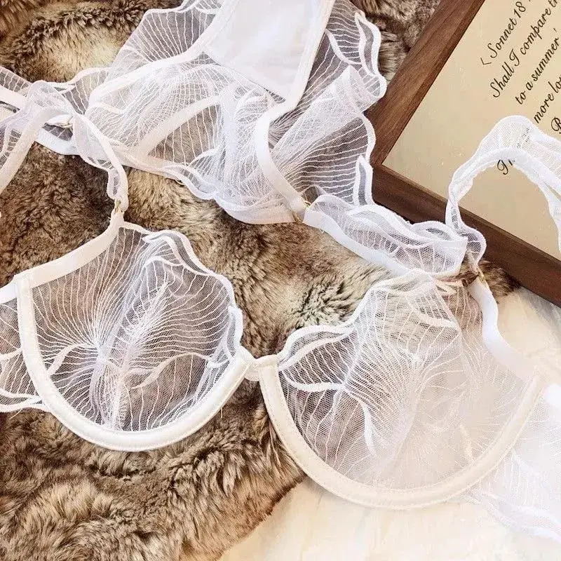 Pure Desire Christmas Minimizer Bra Sheer Mesh Large Bust Adjustable Soft Wires Anti-Sagging Elegant Lingerie UK Sizes MOYISU AB