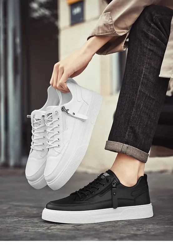 Men's Street Fashion Skateboard Shoes Versatile Sport Casual Sneakers Youth College Style White Shoes