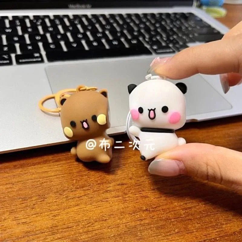 New Bubu Dudu Magnetic Hug Keychain Cute Cartoon Panda Ornament Keychain Backpack Accessories Couple Christmas Gift