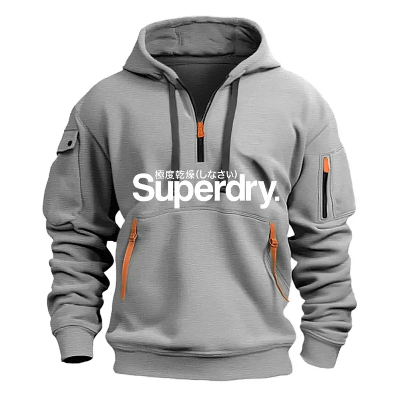 New men's hooded sweatshirt for autumn and winter 2025 fashionable outdoor jogging and fitness loose men's pullover sweatshirt