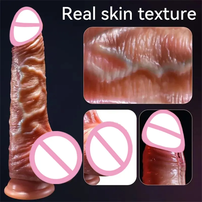 Wearable Realistic Strapon Dildo Skin Testicles Sliding Anal Vagina Sexy Adult Masturbation Big Penis For Women Dildos Sex Toys