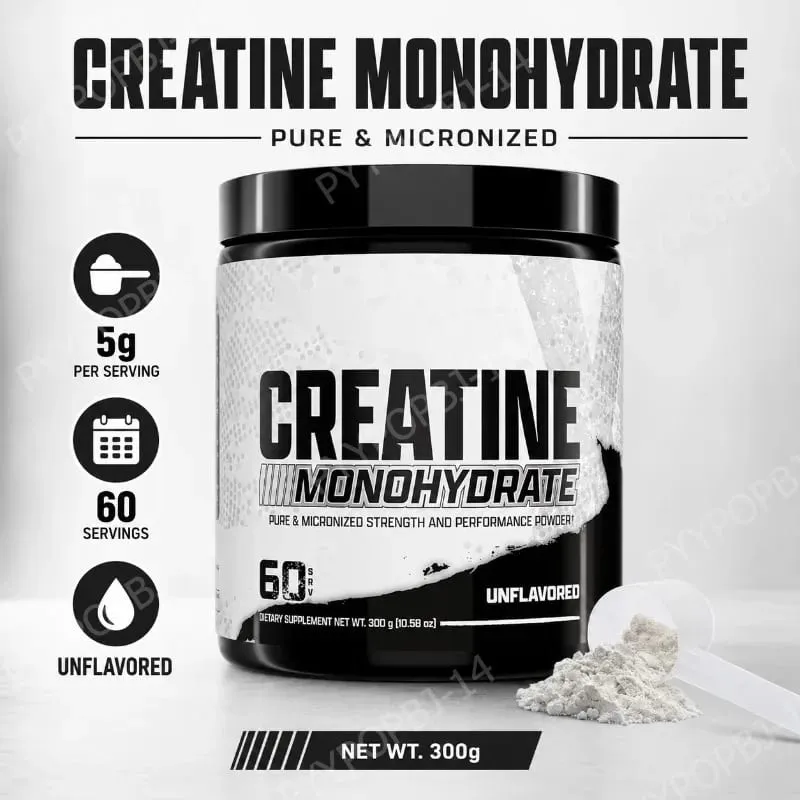 Creatine Monohydrate Powder 5g Per Serving Supports Strength Muscle Recovery Unflavored 60 Servings 300g