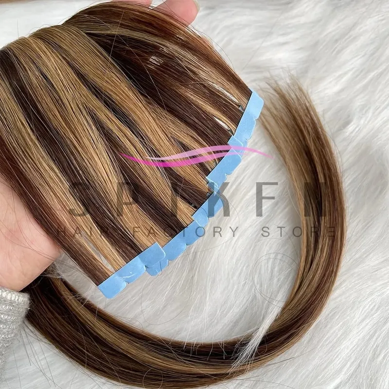 Mini Tape In Human Hair Extensions 12"-20" Machine Remy Skin Weft Adhesive Tape Hair Natural Black Tape Ons 10pcs for Women