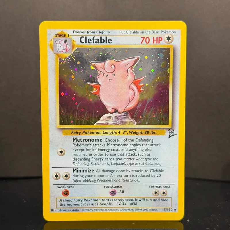 Pocket 2000 Base Set 2 OG Nostalgia Collectible Hitmonchan Scyther Clefable Pidgeot Mewtwo Traditional Holo Proxy