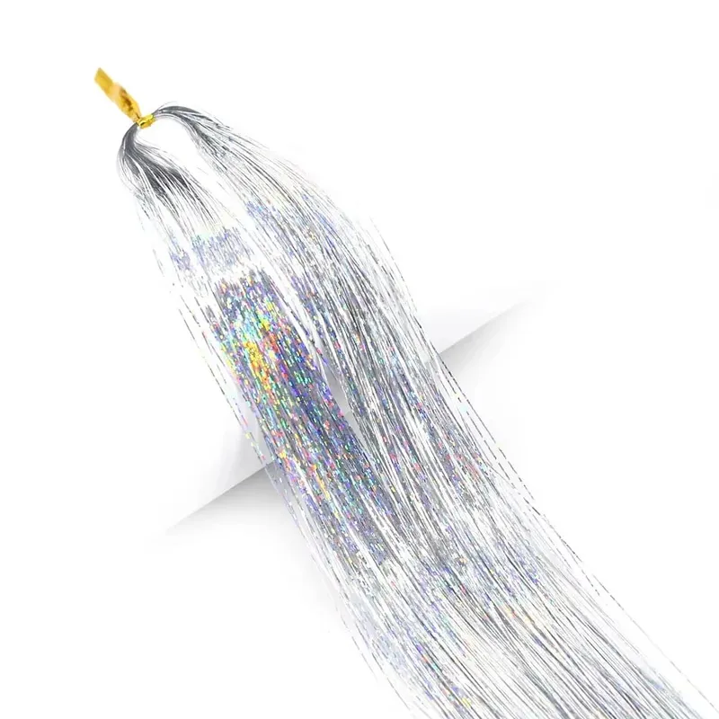 Sparkle Shiny synthetic Hair Tinsel Hair Extensions Dazzles Women Hippie for Braiding Headdress Hair Braiding Tools Long 120cm