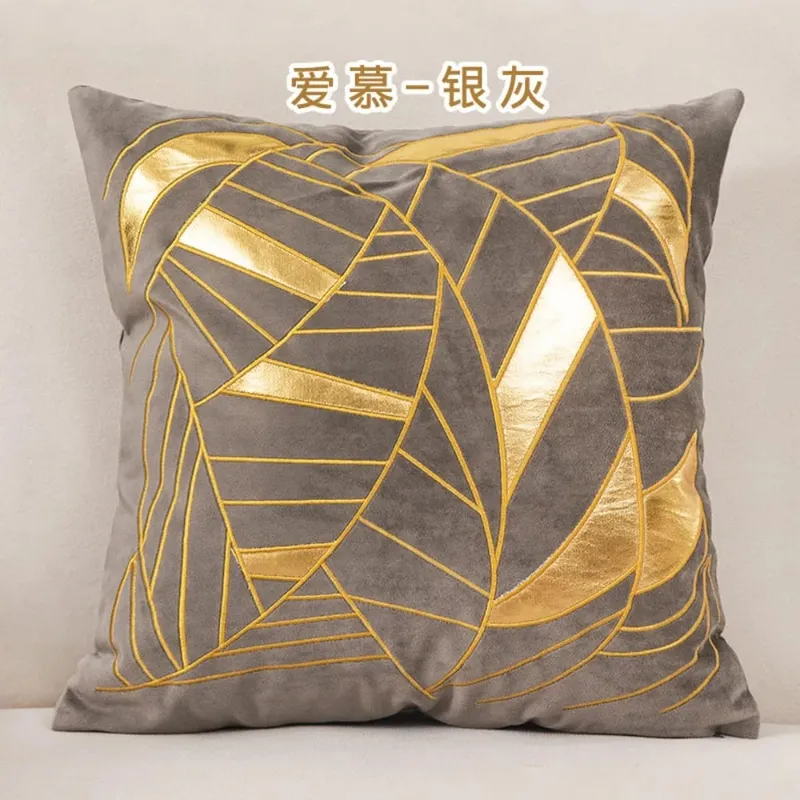 Luxury Blue Velvet Bronzing Cushion Cover 45x45cm Soft Decorative Throw Pillow Case for Bedroom Home