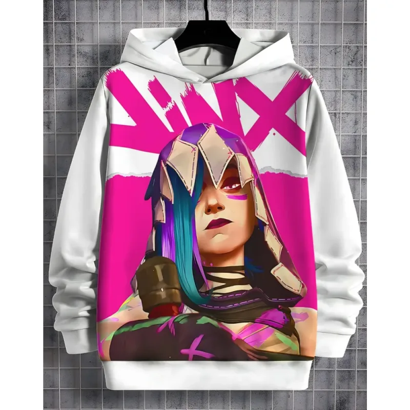 2026 Arcane Jinx Anime 3D Print All Seasons Children Casual Sweatshirt Cool Pullover Tops Unisex Clothes Boy Hoodies Clothes