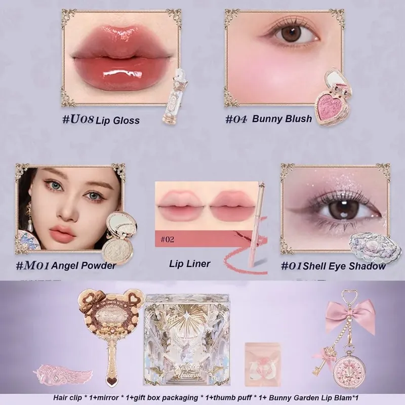 Flowerknows Knight Jednorožec Bunny Garden Dárková sada Blush Little Angel Zvýrazňovač očních stínů Paletka All-in-One Make-up Kit Box na obličej — image 10