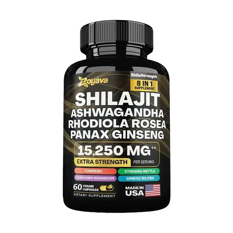 Himalaya Shilajit Ginseng Rhodiola Rosea och Ashwagandha extrakt 15250mg högstyrka kapslar Icke-GMO energiimmunitetsleder