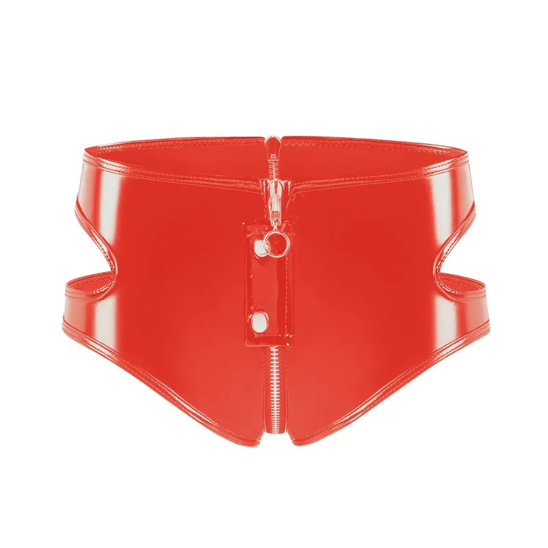 Conjunto de lencería con sujetador de piel sintética de PVC para mujer, Bralette sin forro, sin aros, Punk, con cremallera en la entrepierna, ropa para discoteca — image 4
