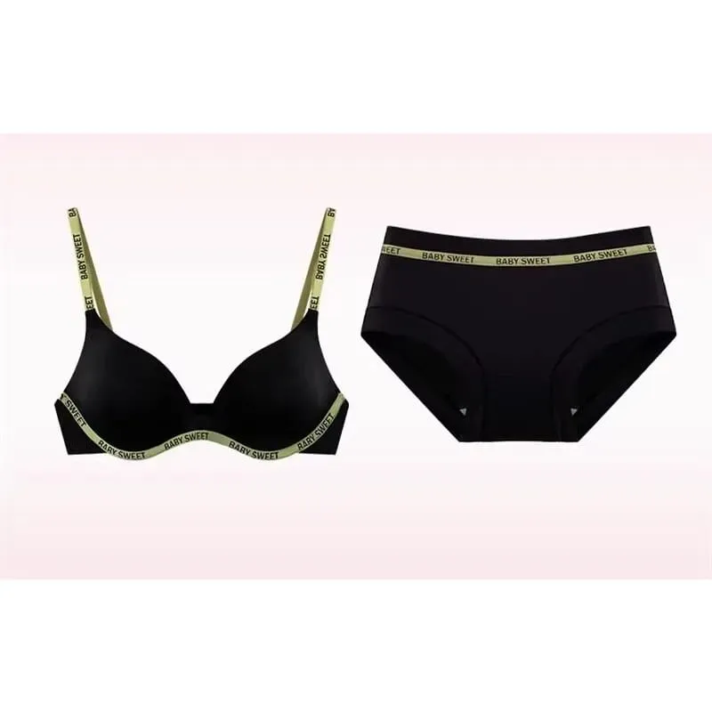 Stijlvolle Levendige Kleuren Dopamine Lingerie Sexy Boost Kleine Borsten Draadloos Zacht Dagelijks Casual Thuis Daten Grote Maat 32-38 Bh Set Hot