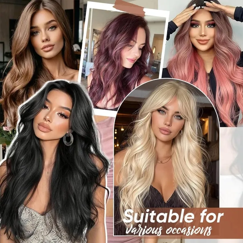 Clip in Hair Extension for Women - 3 Pcs Thick Double Weft Long Wavy Soft Synthetic Blends Well Hair Extension 20inch Dark Brown