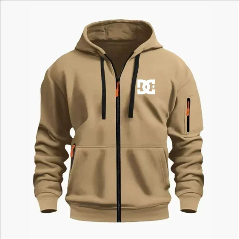 Spring and Autumn Men's Casual Sports Hoodie Fashionable Arm Pocket Drawstring Hoodie Men's Loose Long-sleeved Shirt Pullover