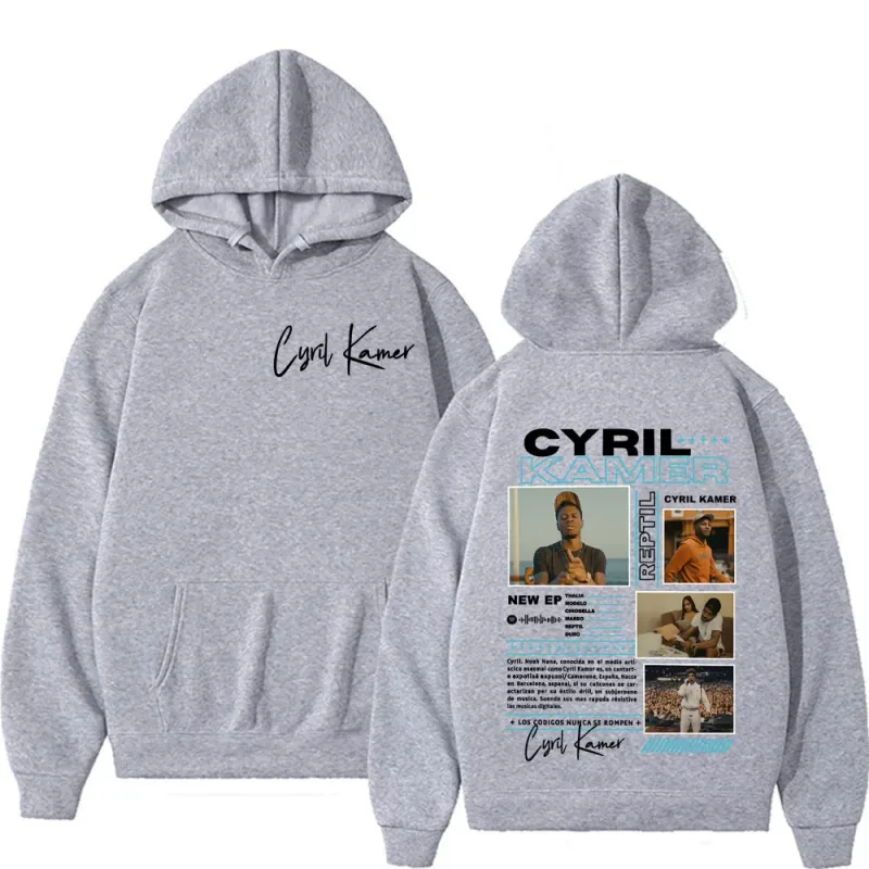 랩퍼 Cyril Kamer Reptil 앨범 투어 그래픽 후드 남성 여성 트렌드 빈티지 팝 음악 스웨터 긴 소매 루즈 까마귀
