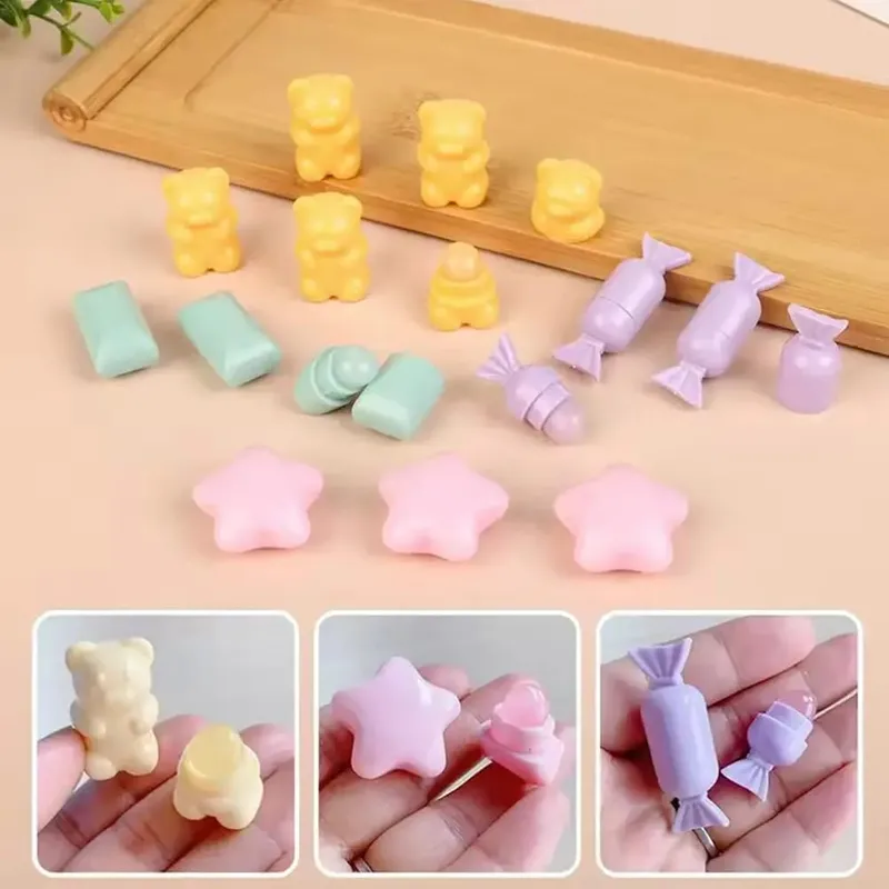 1/4PCS Portable Cartoon Mini Silicone Lip Brush Cute Bear Angled Concealer Brushes Lip Balm Lip Gloss Concealer Make Up Brushes