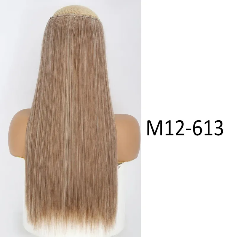 Synthetische 5 Clips in Haarverlängerungen, natürliche lange gewellte Frisuren, gefälschtes Haarteil, braun, schwarz, einteilig für Frauen