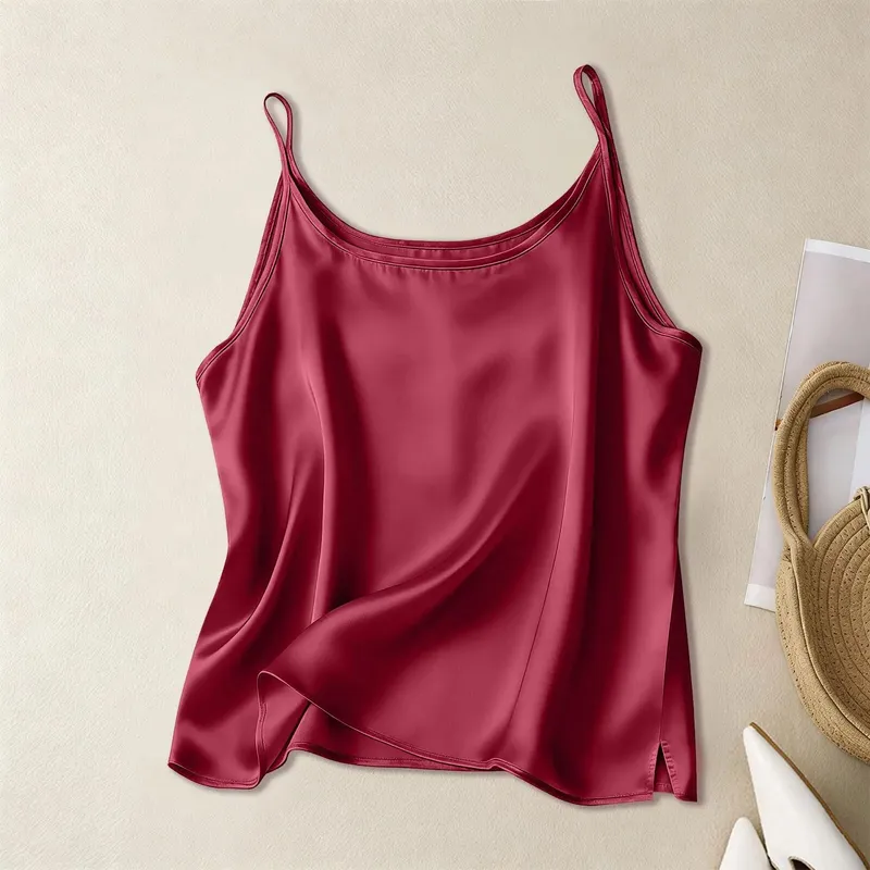 Hot-selling new arrivals from Europe and America: Mini-length women's sexy satin versatile top with spaghetti straps