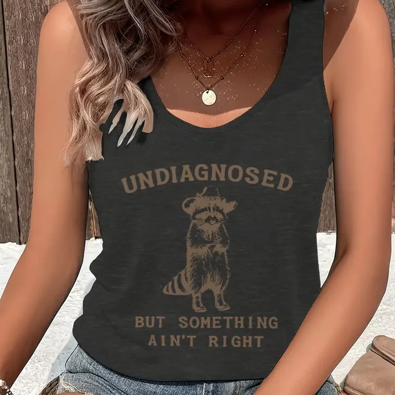 Undiagnosed But Something Ain't Right Summer Tanks Woman Funny Animal Tank Top Racerback Silly Graphic Harajuku Tank Tops Y2K