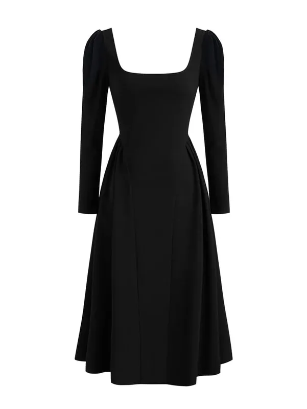 2026 New Women's Square-Neck Pullover Dress: Casual and Elegant Commuter Style Long Sleeves Everyday Wear Loungewear